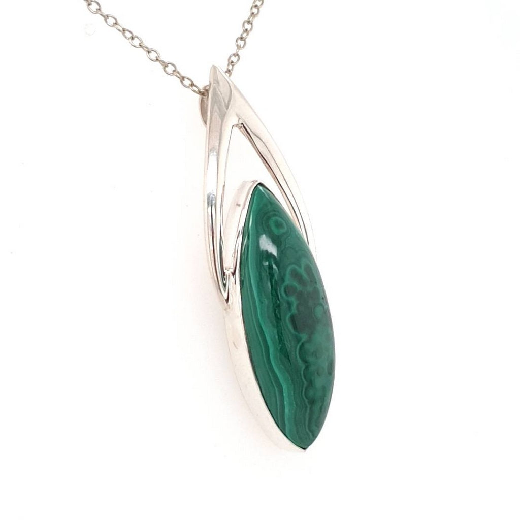 Malachite Crystal Pendant Sterling Silver Jewellery by Blue Turtles