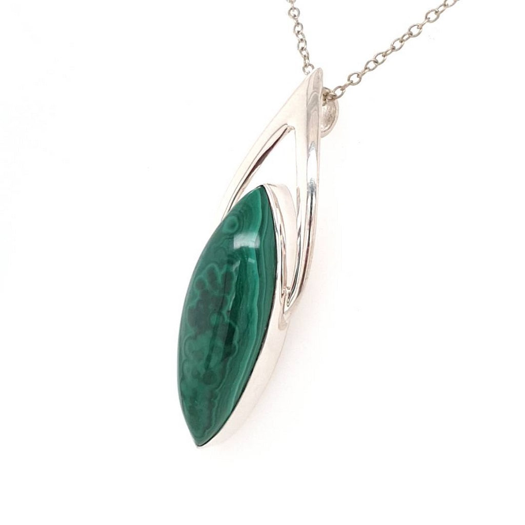 Malachite Crystal Pendant Sterling Silver Jewellery by Blue Turtles