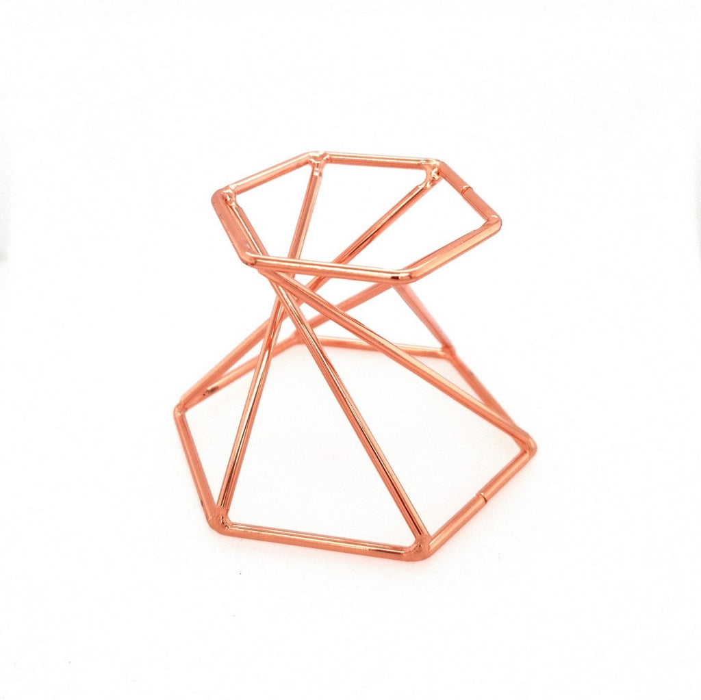 rose gold metal crystal sphere display stand