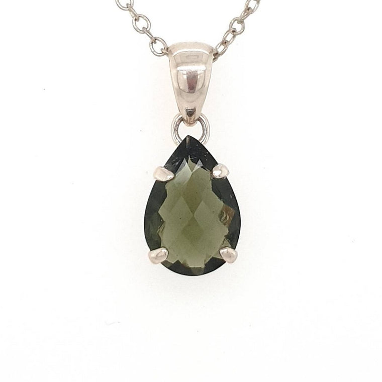 faceted moldavite pendant