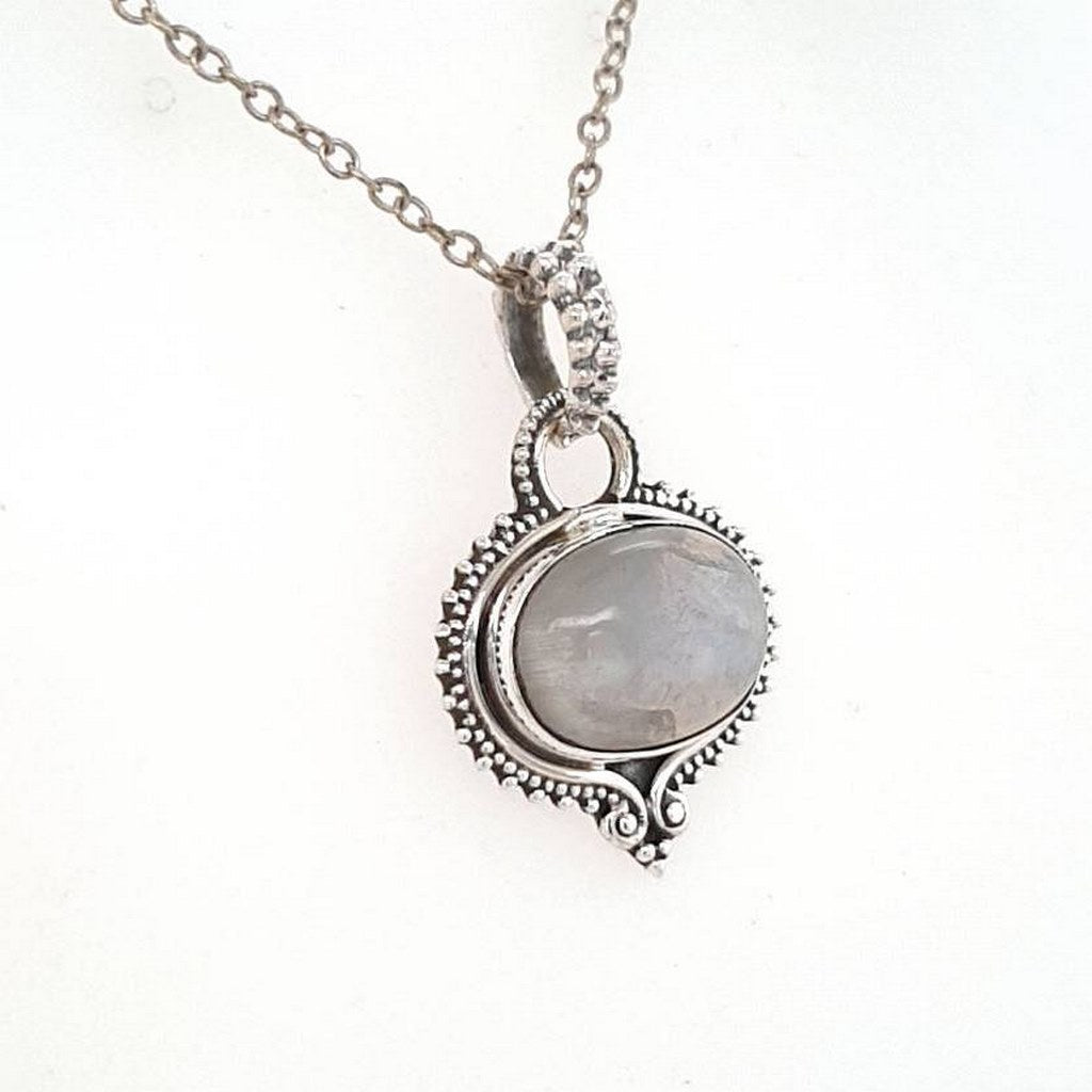 Moonstone Pendant Crystal Jewellery Set in Sterling Silver