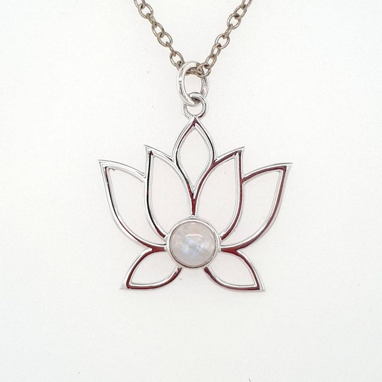 moonstone lotus flower pendant