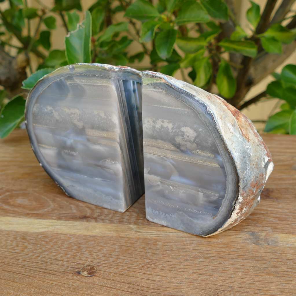 natural agate bookends