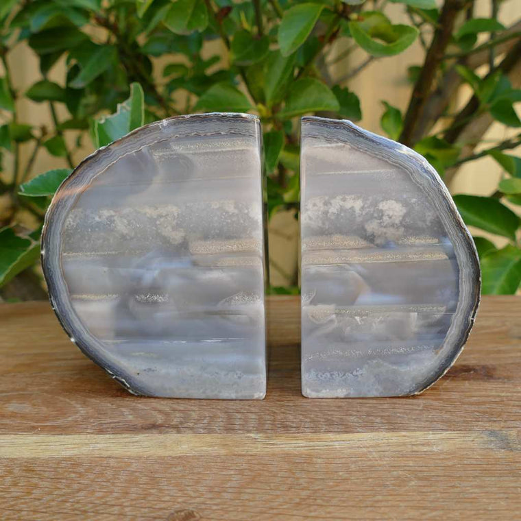 natural agate bookends