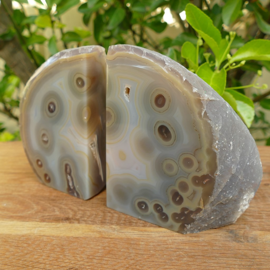 natural agate bookends