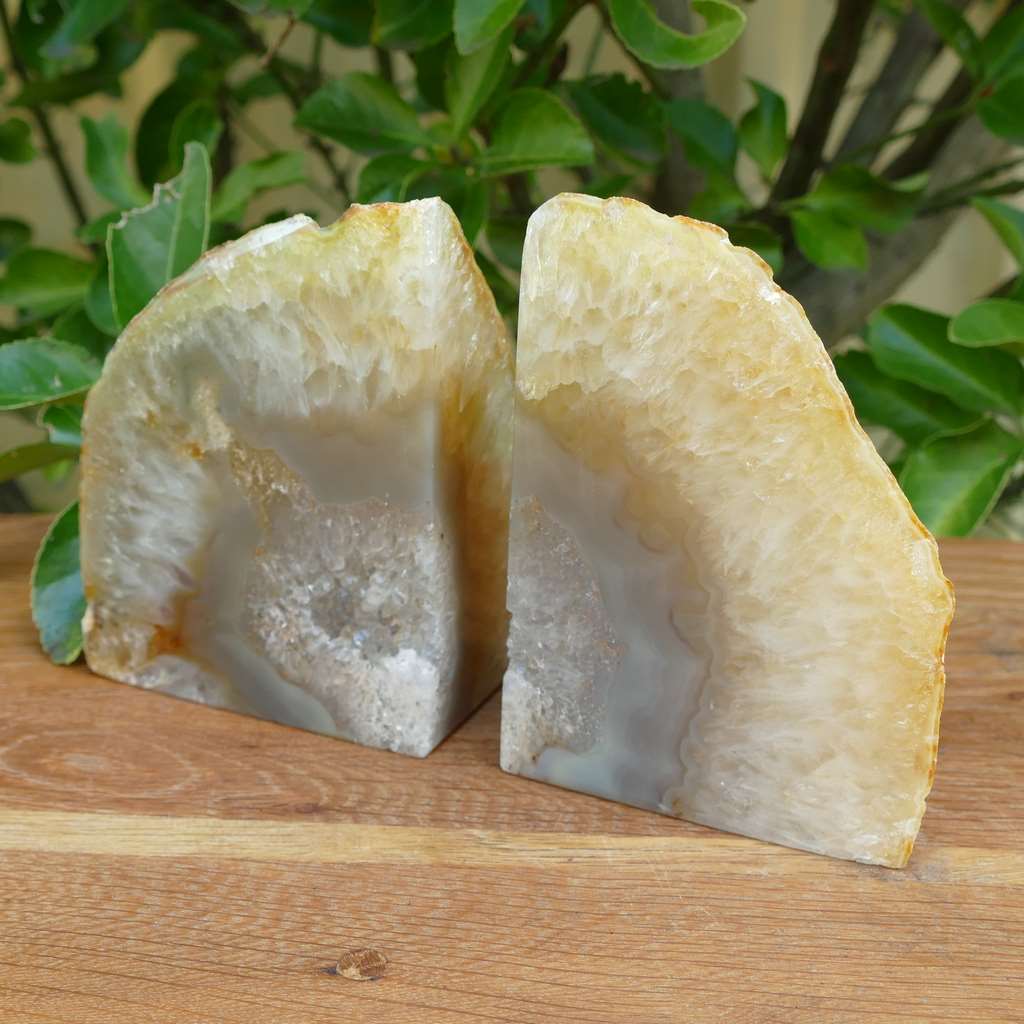 natural agate bookends