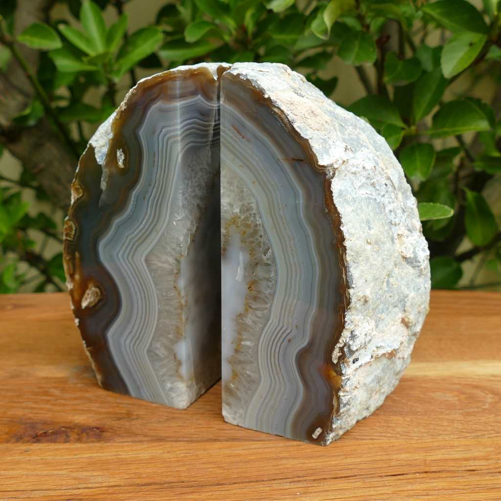 natural agate crystal bookends