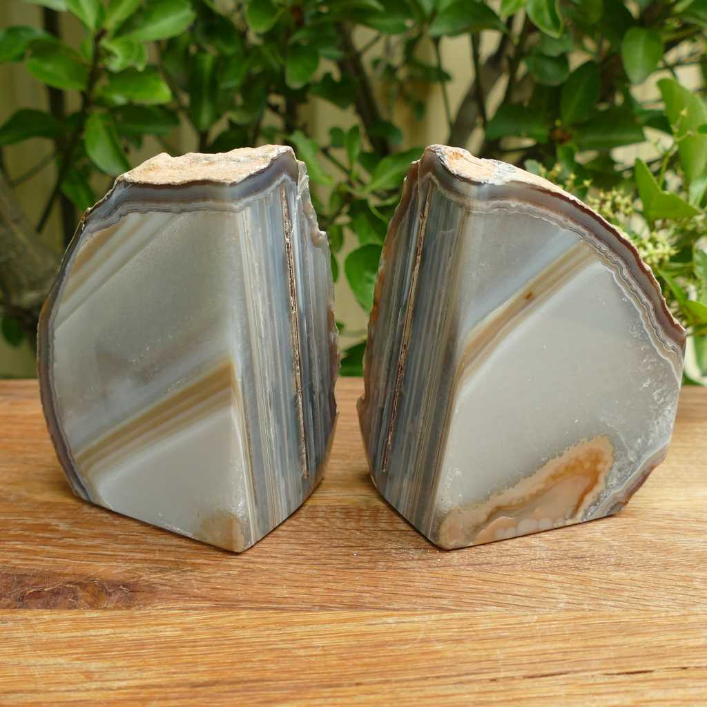 natural agate bookends