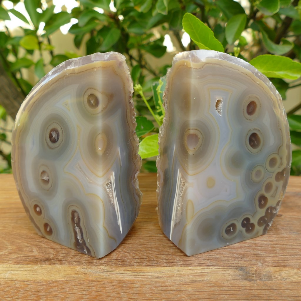 natural agate bookends