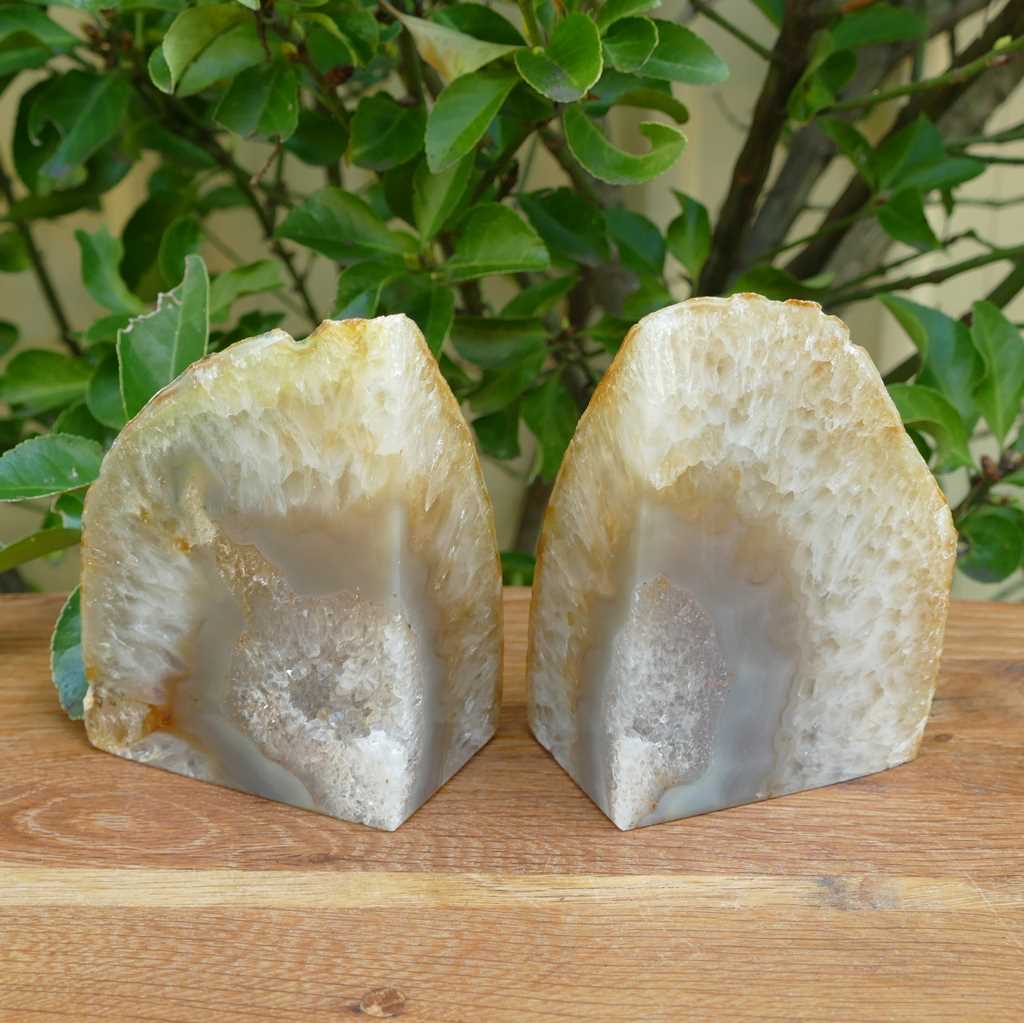 natural agate bookends