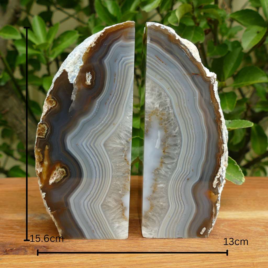 natural agate crystal bookends