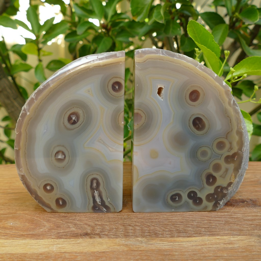 natural agate bookends