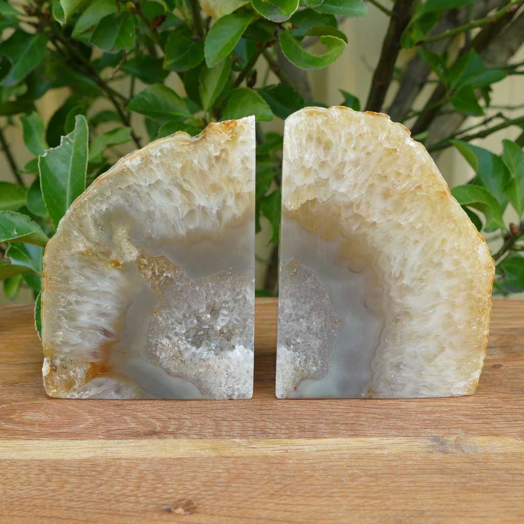 natural agate bookends