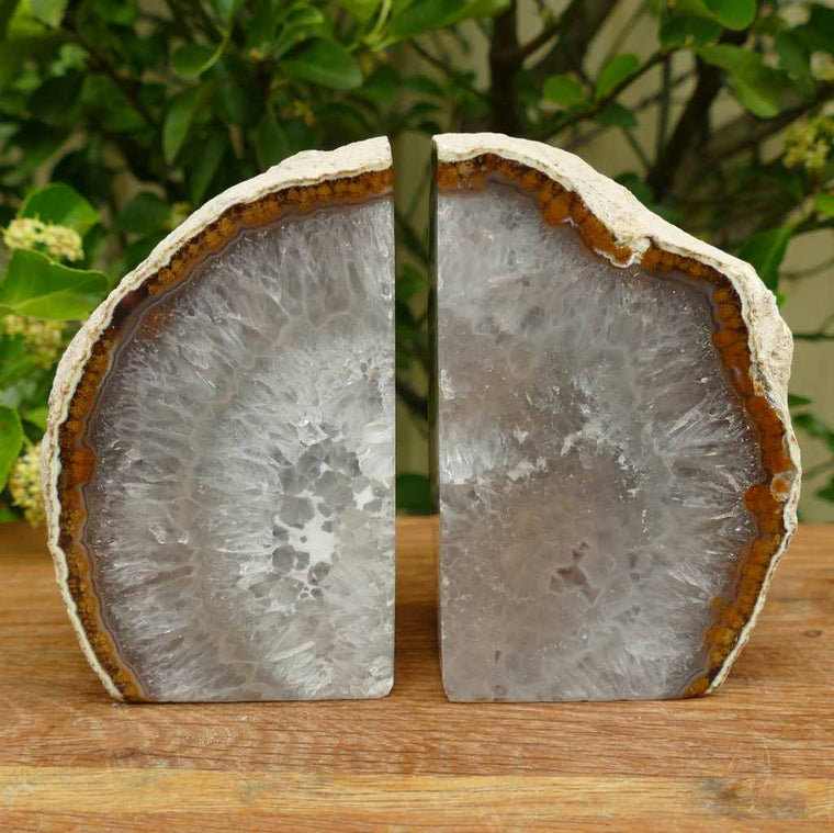 natural agate bookends