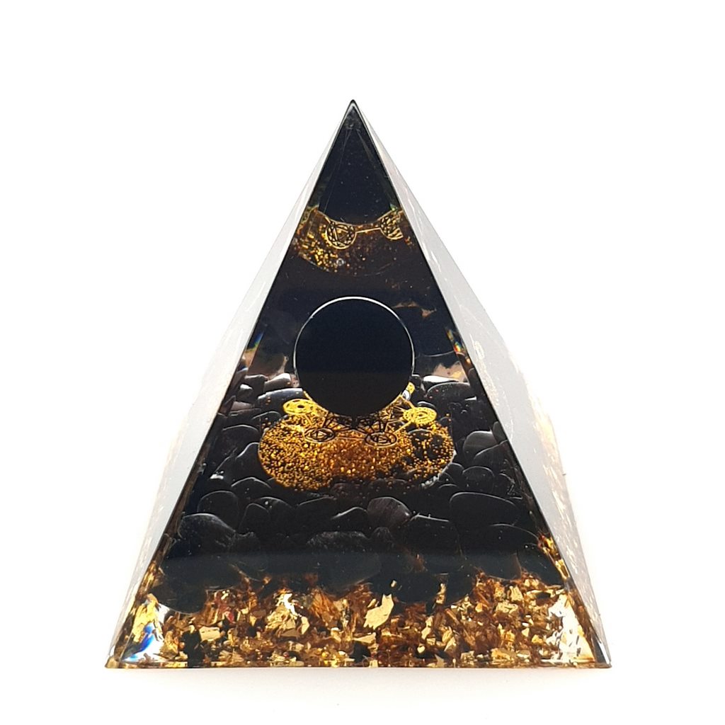 orgone pyramid with obsidian