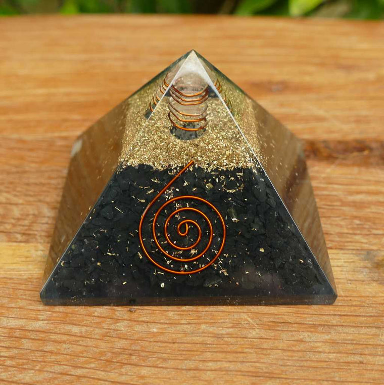 orgonite pyramid with shungite