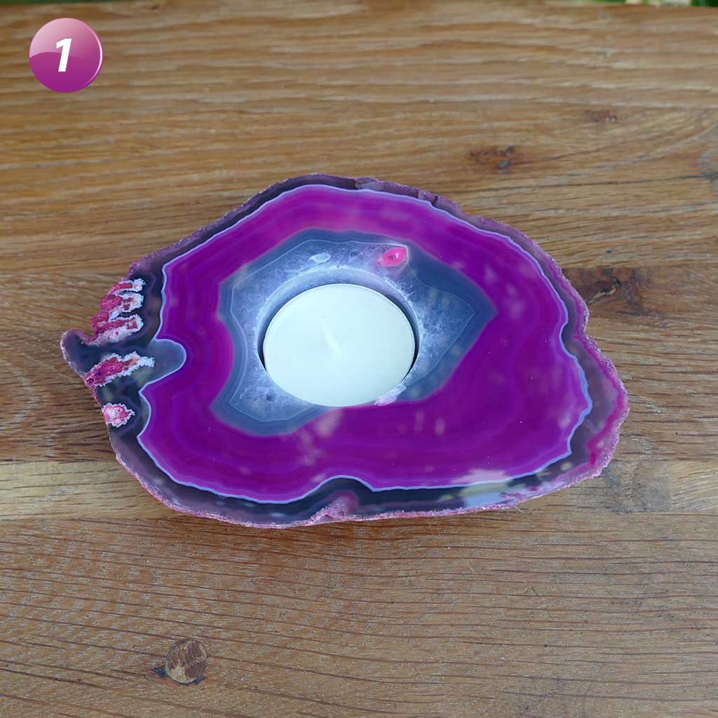 pink agate candle holder