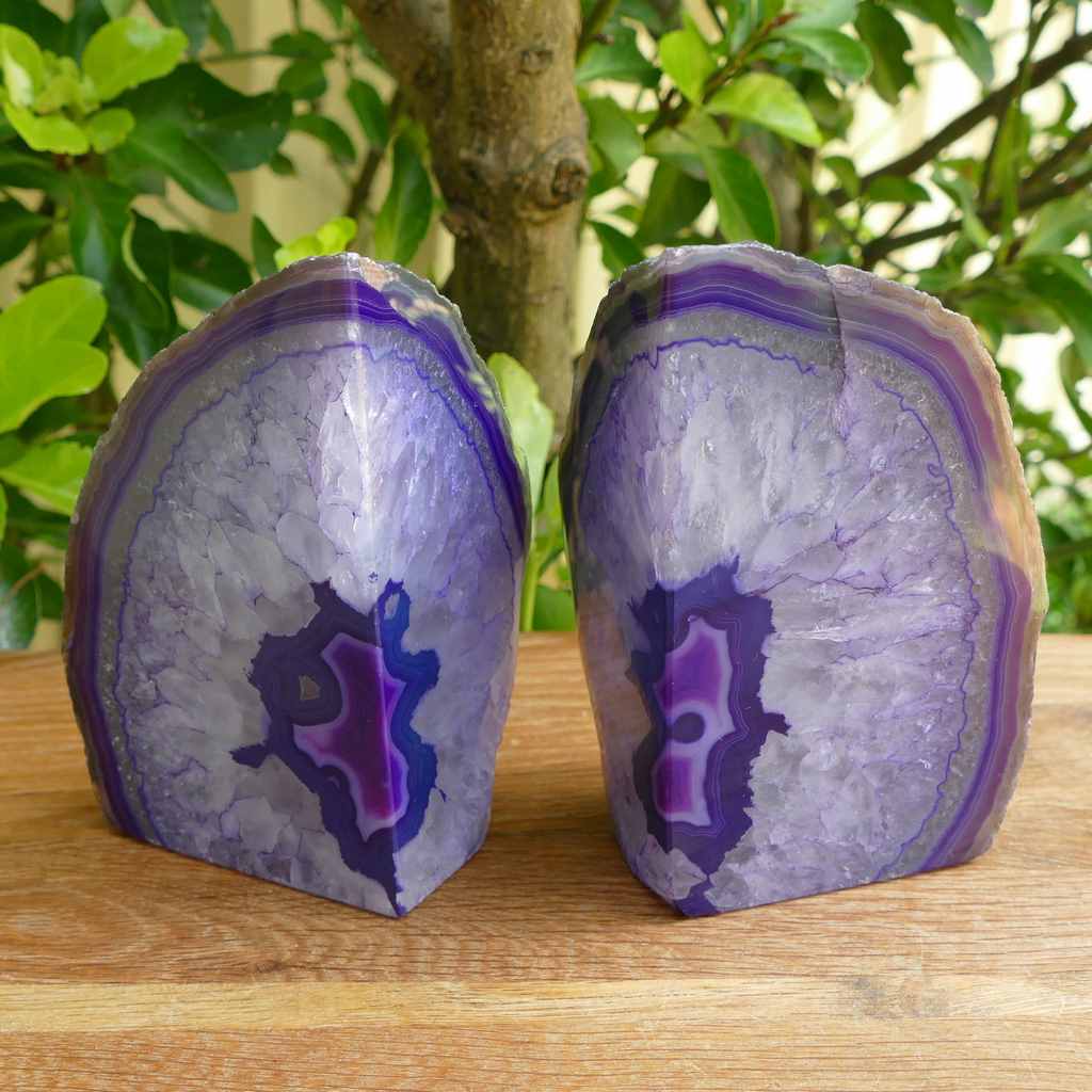 purple agate bookends