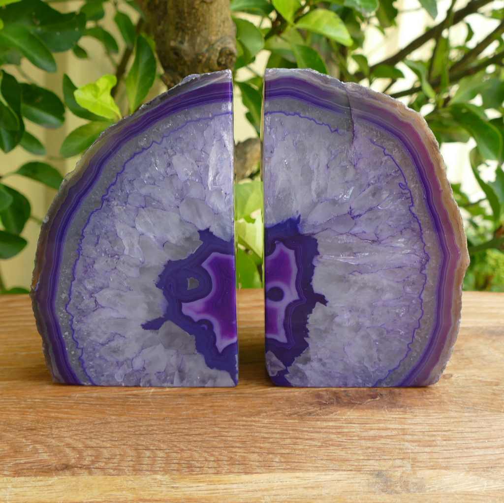 purple agate bookends