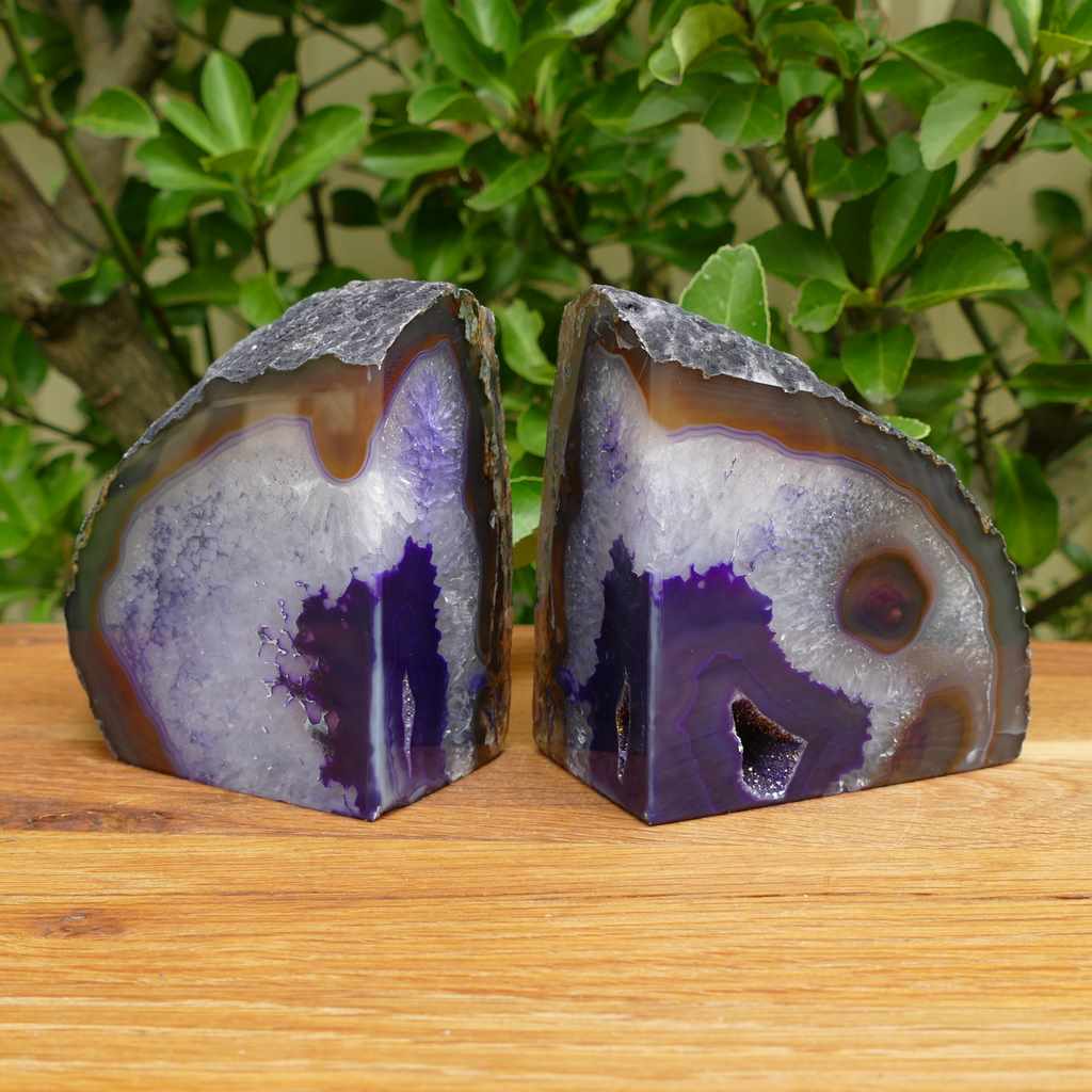 purple agate bookends