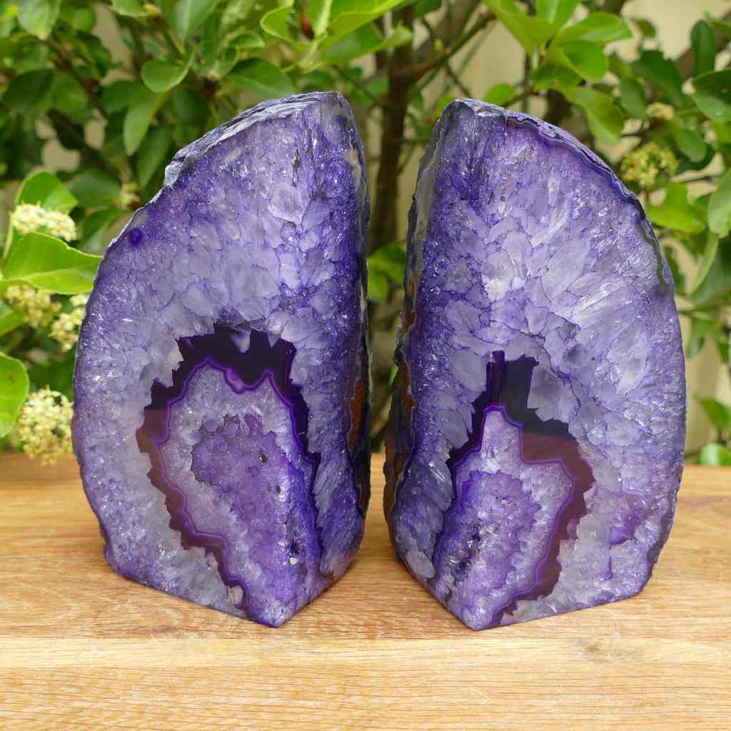 purple agate bookends