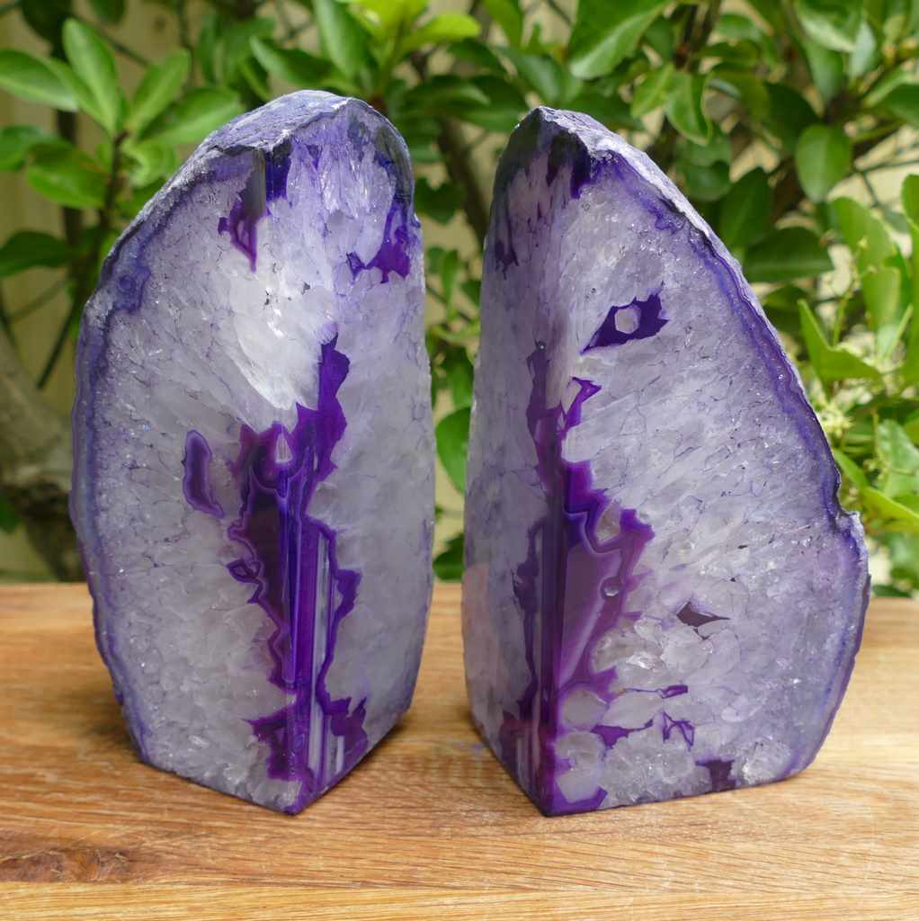 purple agate bookends