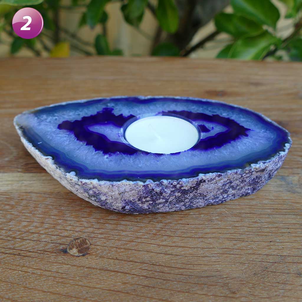 purple agate tealight candle holders