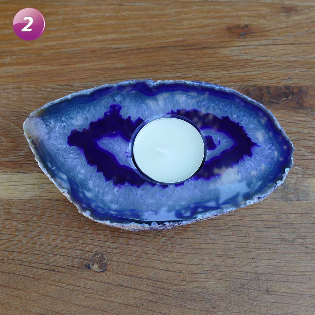 purple agate tealight candle holders