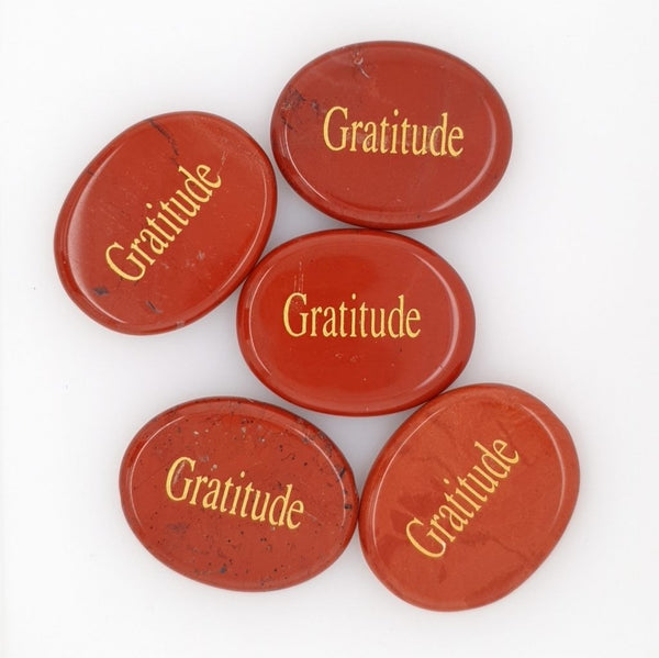 Red Jasper Palm Stone with Gratitude Engraving | Earth Inspired Gifts