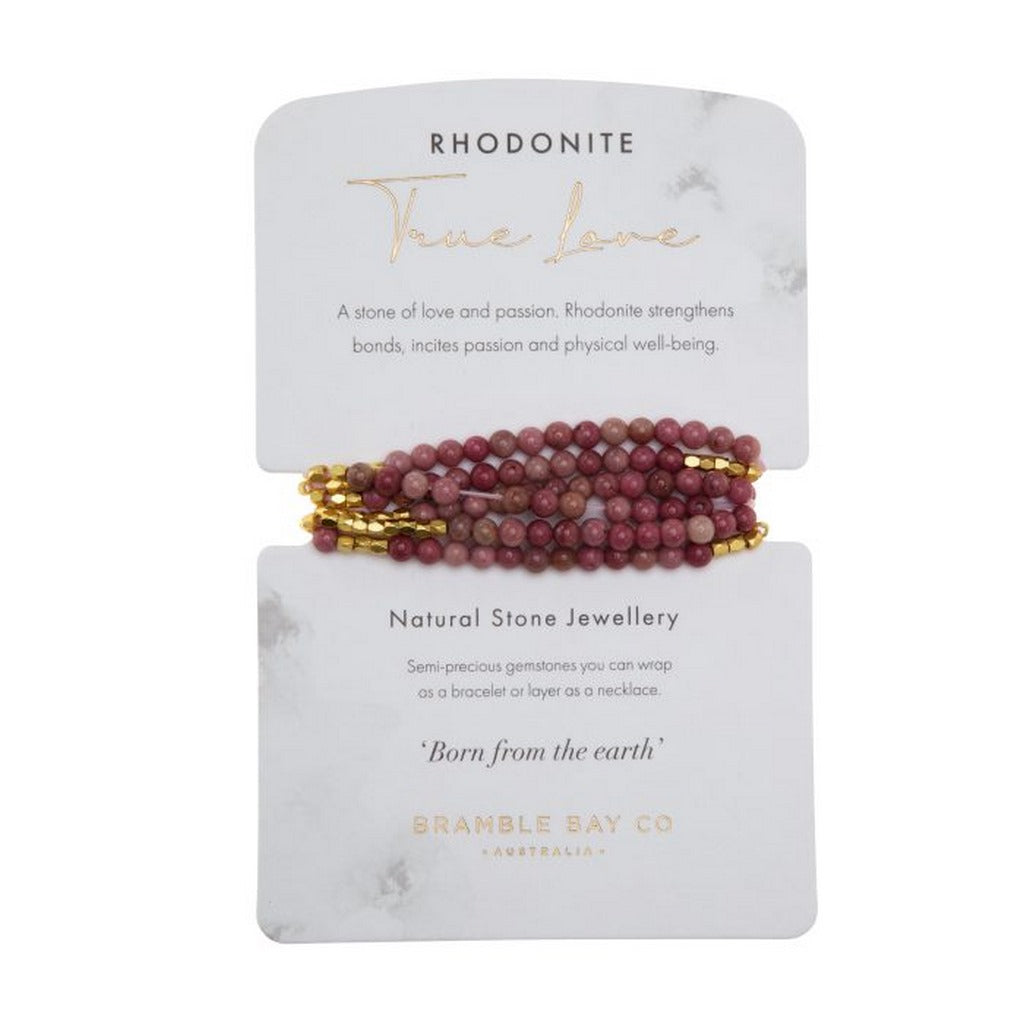 Rhodonite Wrap Bracelet and Necklace Crystal Healing Jewellery