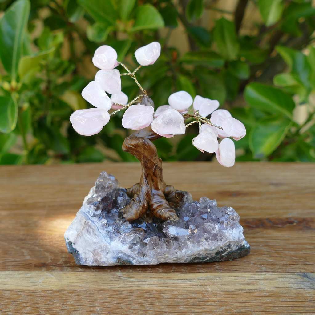 rose quartz bonsai gem tree