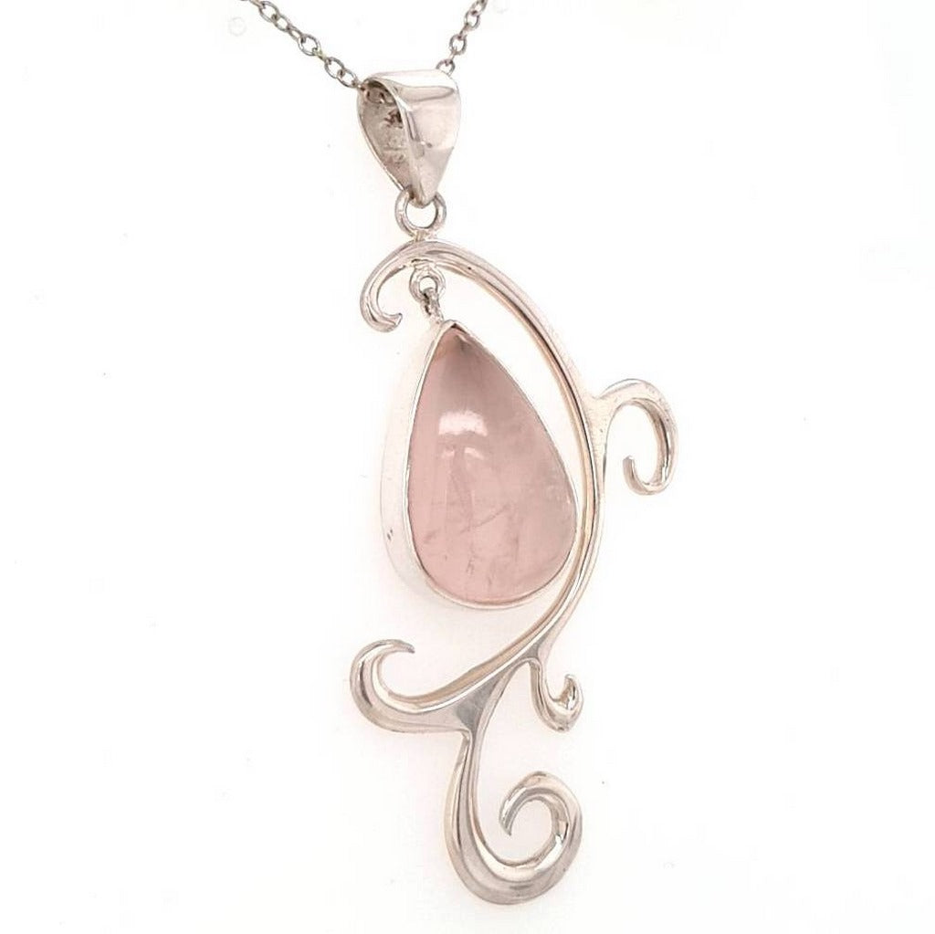 Rose Quartz Teardrop Pendant Jewellery Necklace with Healing Stone