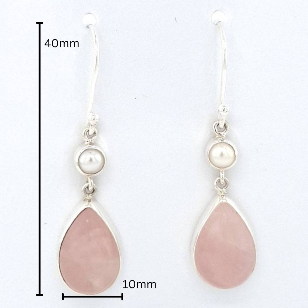 rose quartz and pearl earrings