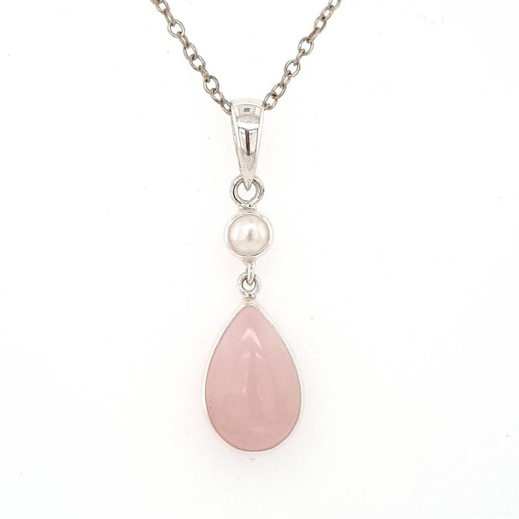 rose quartz and pearl pendant