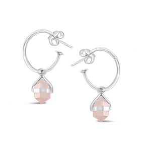 rose quartz pencil point hoop stud earrings