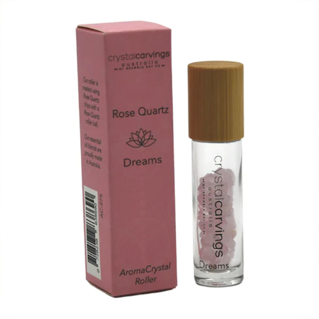 rose quartz crystal roller with essential oils