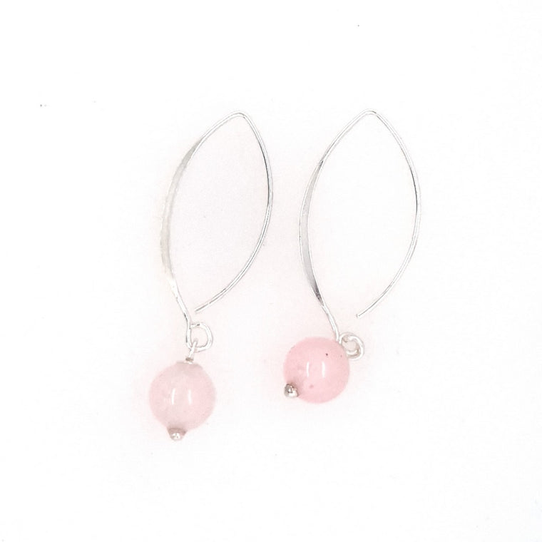 rose quartz sphere earrings