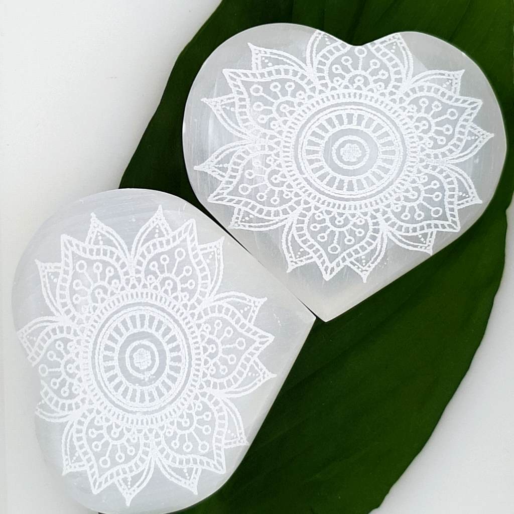 Selenite Hearts Beautifully Engraved for Home - Beautiful Crystal Gift Idea