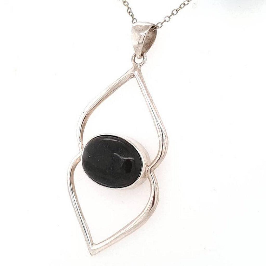 Shungite Pendant Handcrafted by Blue Turtles in Sterling Silver