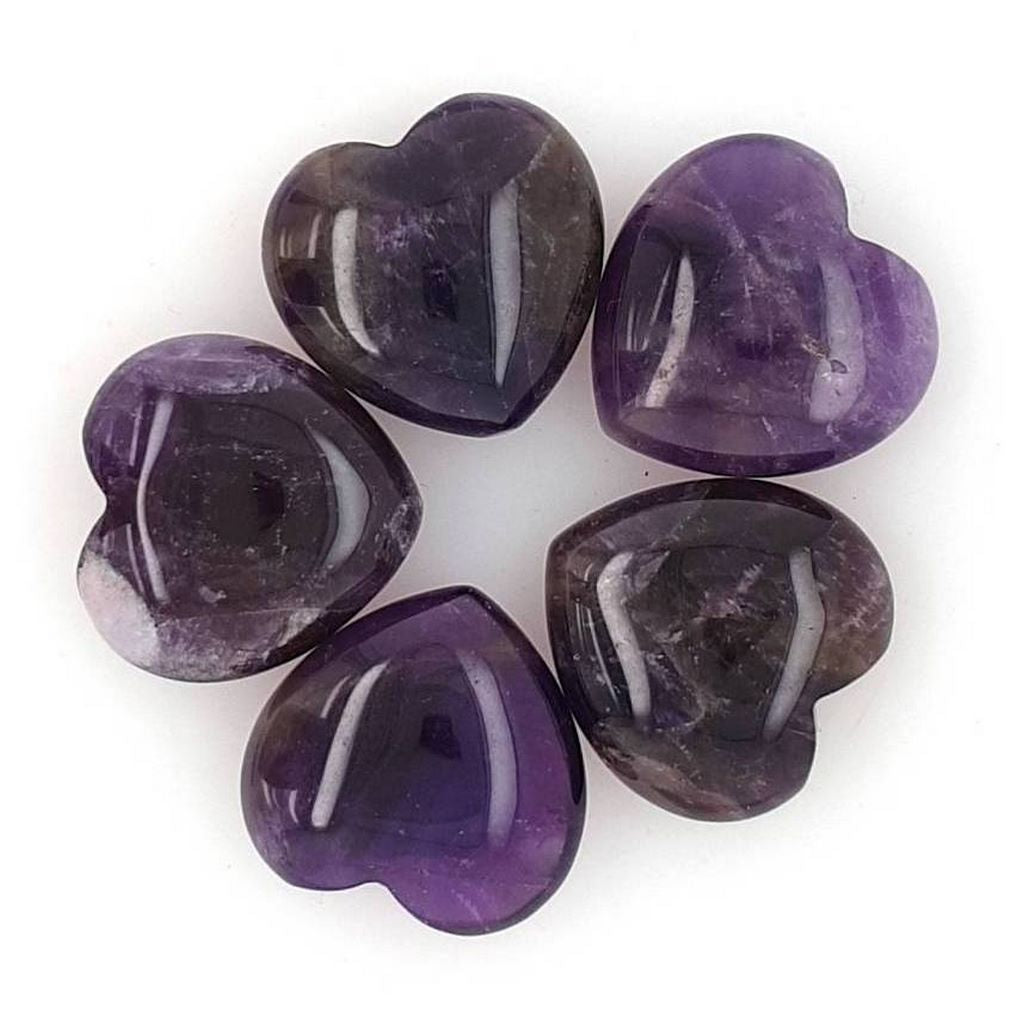 small amethyst crystal hearts