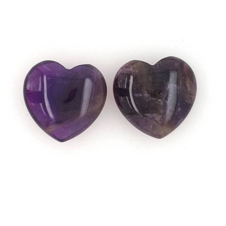 small amethyst crystal hearts