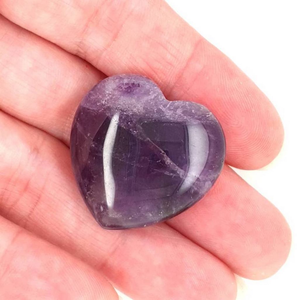 small amethyst crystal hearts