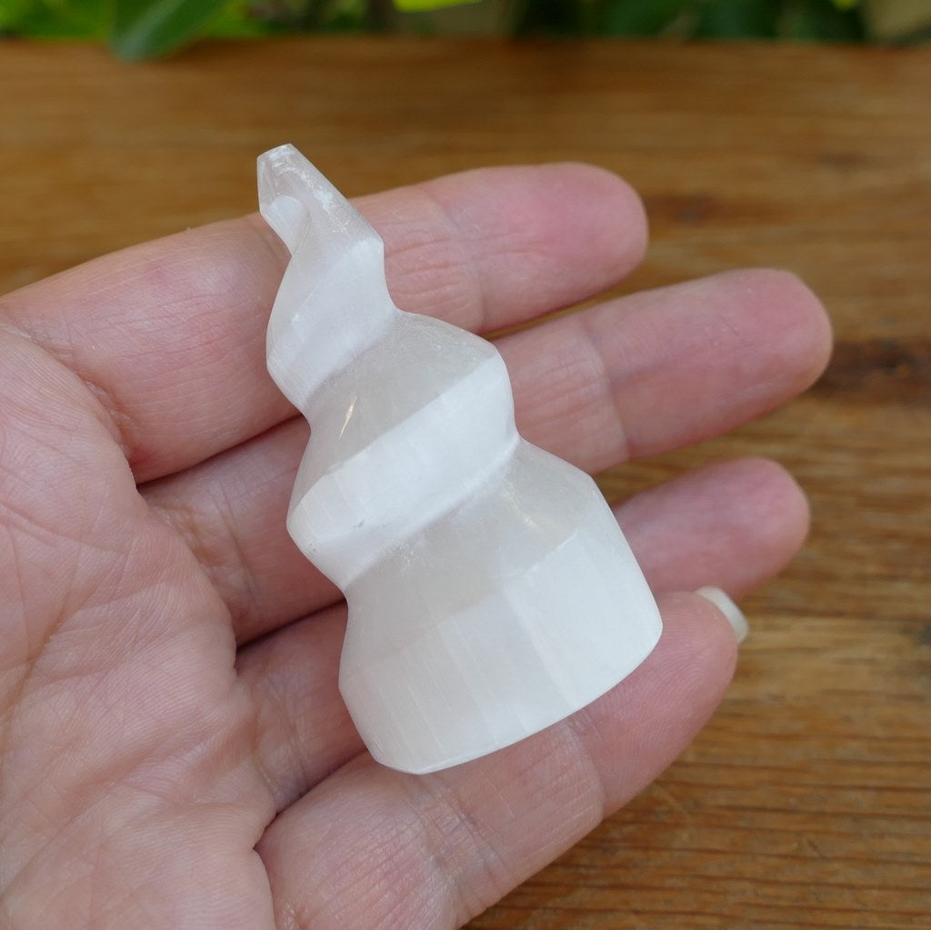 small selenite spiral towers - unicorn horns