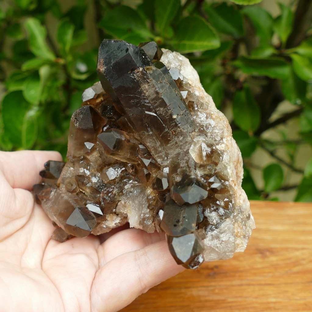 smoky quartz crystal cluster