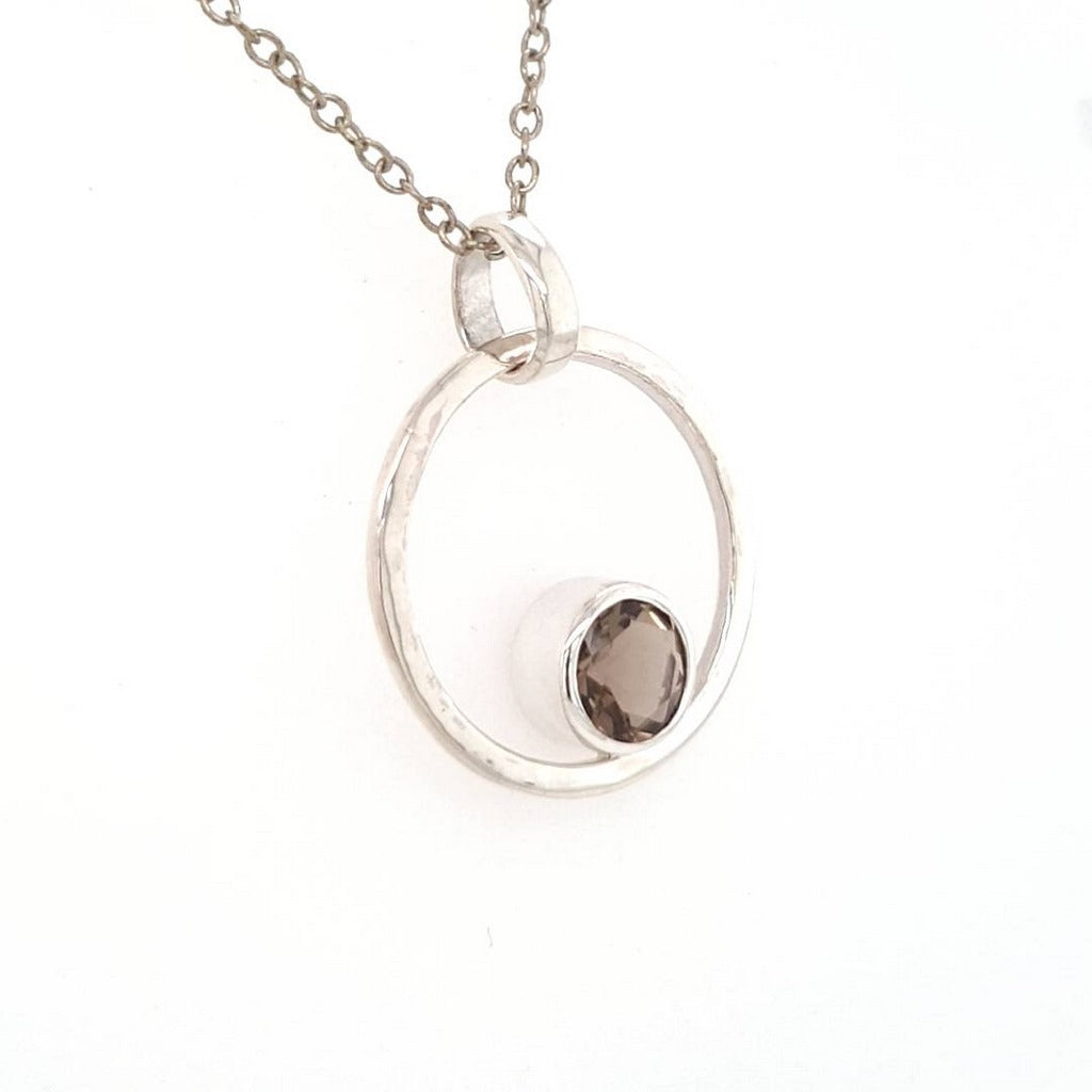 Smoky Quartz Pendant Crystal Jewellery Necklace in Sterling Silver