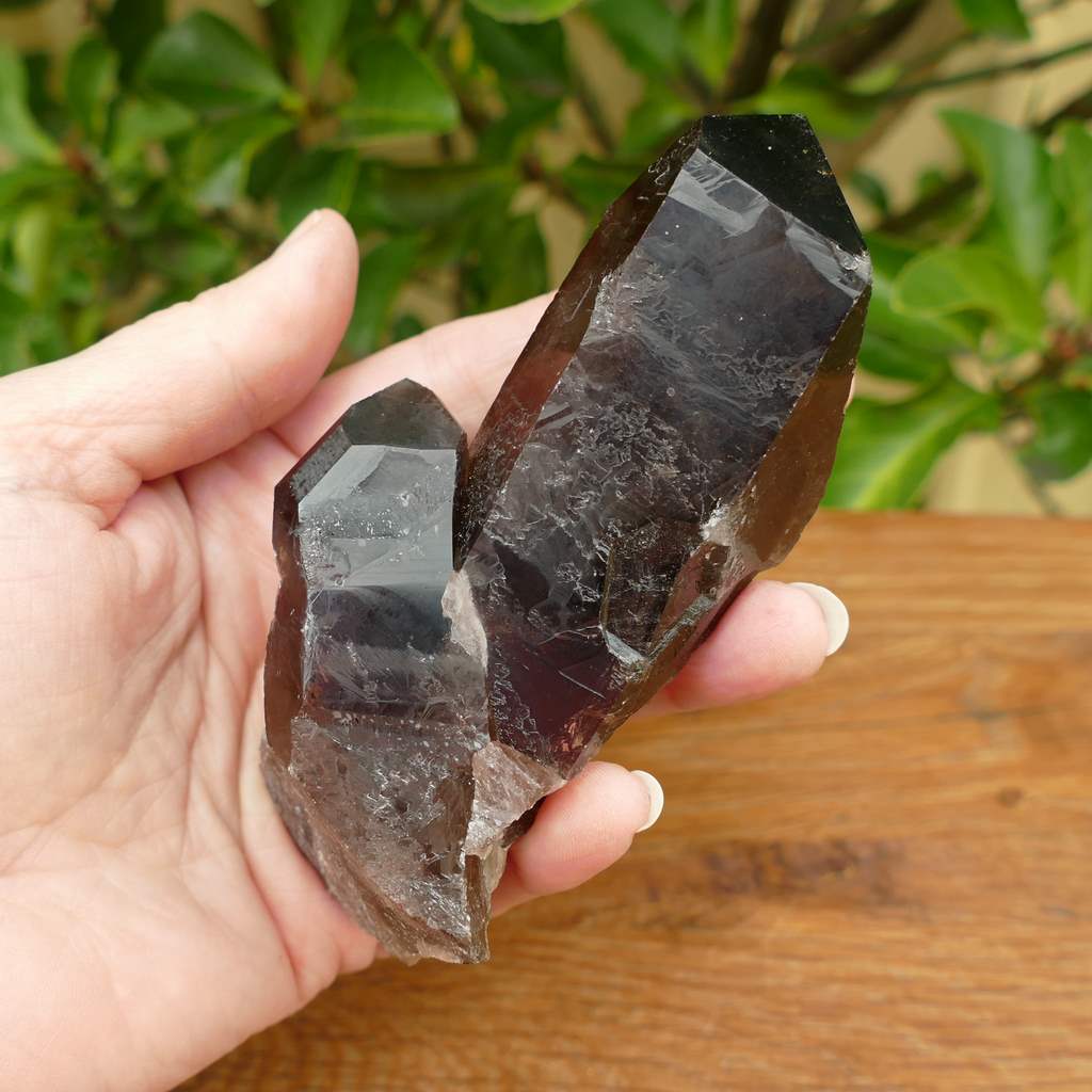 smoky quartz point cluster