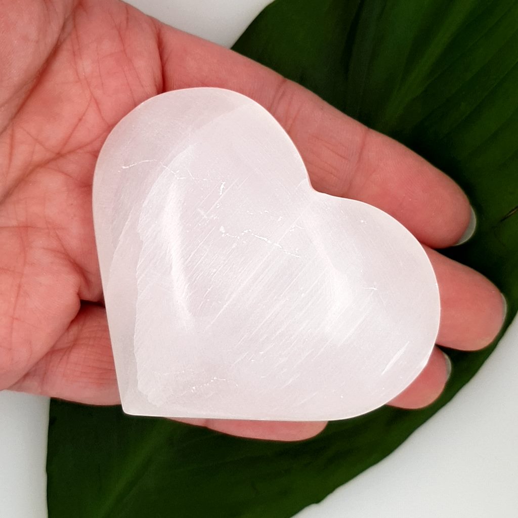 Selenite Hearts White - Selenite Puffy Heart Shape & Polished