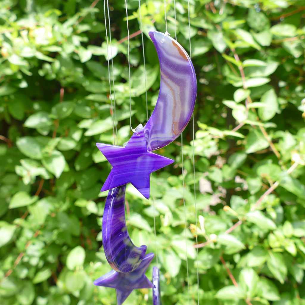 Agate Wind Chime - Purple Stars and Moons