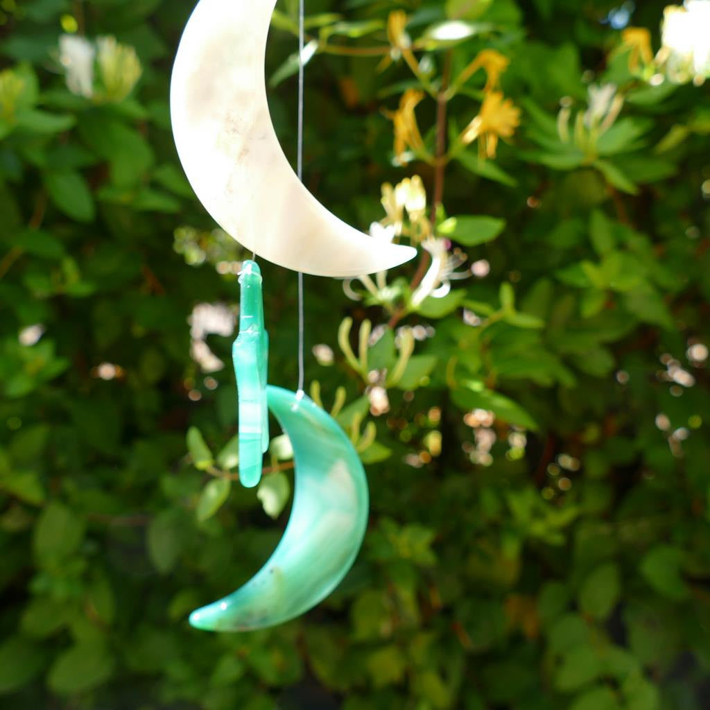 Agate Wind Chime - Green Stars and Moons