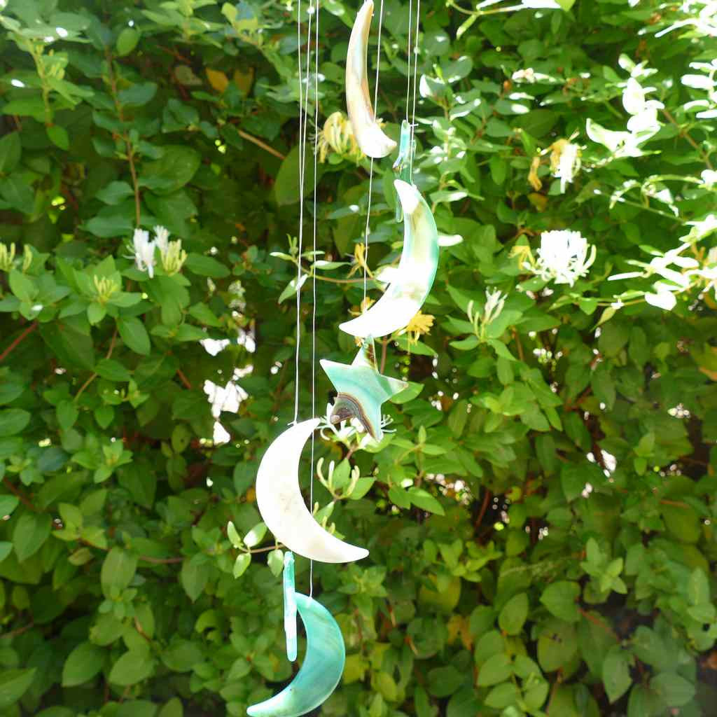 Agate Wind Chime - Green Stars and Moons